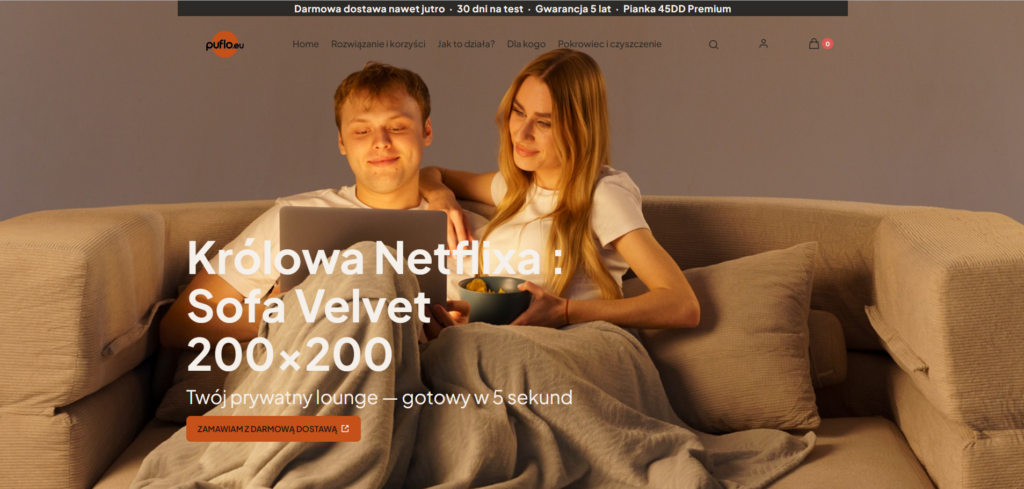 Strona główna sklepu internetowego pulfo.eu wdrożonego na platformie Shoper